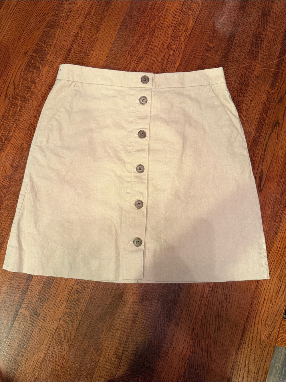 J. Crew Cream Button-Front Mini Skirt